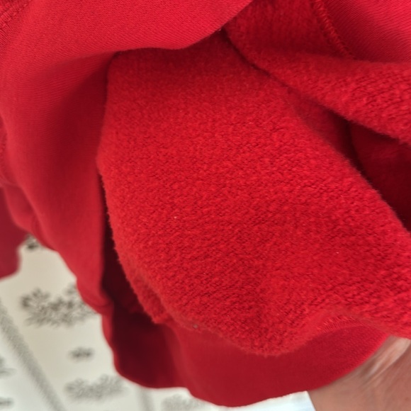 Prague Unisex Hoodie M Czech Republic Pockets Red with Raised Black Letters - Picture 8 of 8